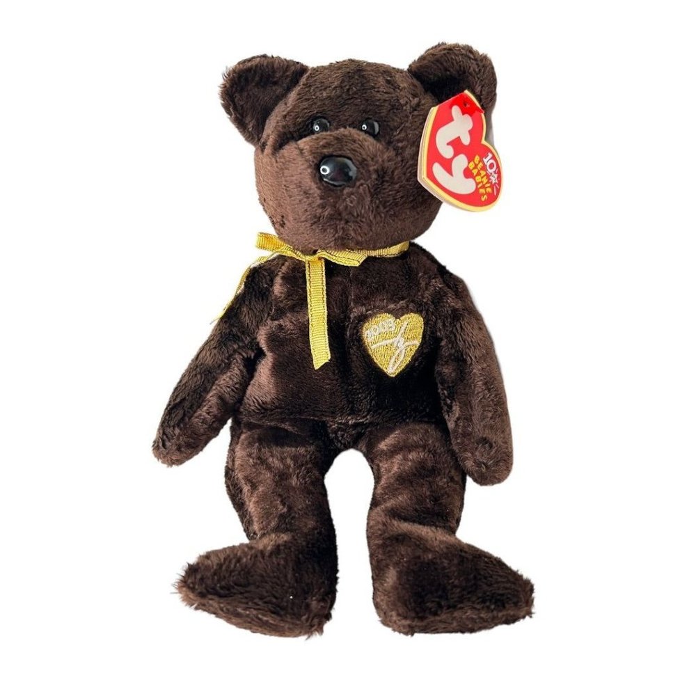 Ty Beanie Babies 2003‎ Signature Bear Teddy Bear Plush Dark Brown